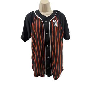 Halloween Drinking Team Jersey Bold Black & Orange Baseball Stripe Adult Medium